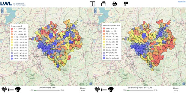 Screenshot vom WebGIS Westfalen Screenshot vom WebGIS Westfalen