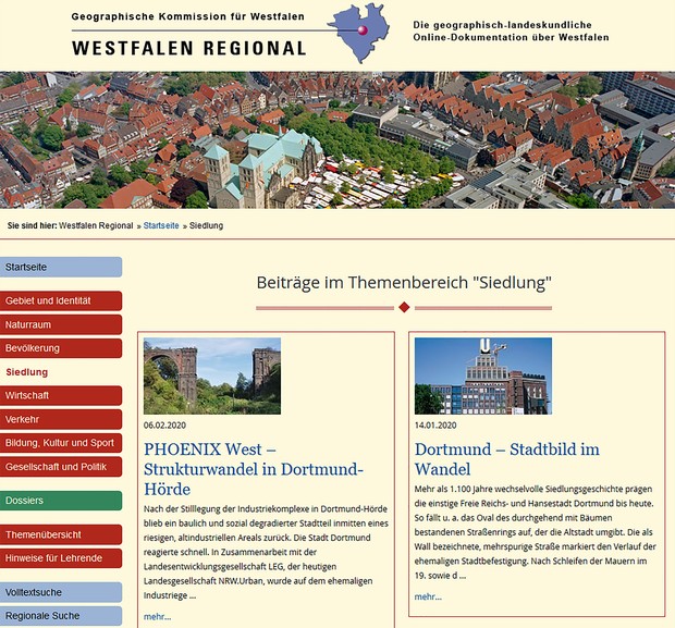Screenshot des Internetauftritts von WESTFALEN REGIONAL Screenshot des Internetauftritts von WESTFALEN REGIONAL
